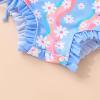 imageInfant Baby Girl Swimsuit OnePiece Long Sleeve Rash Guard with Hat Set Floral Zipper Bathing Suit Leopard Beach WearBlue Daisy