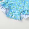 imageInfant Baby Girl Swimsuit OnePiece Long Sleeve Rash Guard with Hat Set Floral Zipper Bathing Suit Leopard Beach WearBlue Floral Fragments