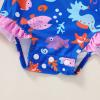 imageInfant Baby Girl Swimsuit OnePiece Long Sleeve Rash Guard with Hat Set Floral Zipper Bathing Suit Leopard Beach WearBlue4