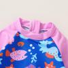 imageInfant Baby Girl Swimsuit OnePiece Long Sleeve Rash Guard with Hat Set Floral Zipper Bathing Suit Leopard Beach WearBlue4