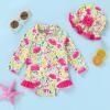 imageInfant Baby Girl Swimsuit OnePiece Long Sleeve Rash Guard with Hat Set Floral Zipper Bathing Suit Leopard Beach WearBright Yellow