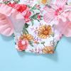 imageInfant Baby Girl Swimsuit OnePiece Long Sleeve Rash Guard with Hat Set Floral Zipper Bathing Suit Leopard Beach WearFlower