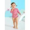 imageInfant Baby Girl Swimsuit OnePiece Long Sleeve Rash Guard with Hat Set Floral Zipper Bathing Suit Leopard Beach WearFlower1