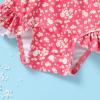 imageInfant Baby Girl Swimsuit OnePiece Long Sleeve Rash Guard with Hat Set Floral Zipper Bathing Suit Leopard Beach WearFlower1