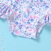 imageInfant Baby Girl Swimsuit OnePiece Long Sleeve Rash Guard with Hat Set Floral Zipper Bathing Suit Leopard Beach WearFlower2