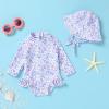 imageInfant Baby Girl Swimsuit OnePiece Long Sleeve Rash Guard with Hat Set Floral Zipper Bathing Suit Leopard Beach WearFlower2