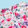 imageInfant Baby Girl Swimsuit OnePiece Long Sleeve Rash Guard with Hat Set Floral Zipper Bathing Suit Leopard Beach WearFlower3