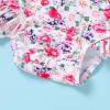 imageInfant Baby Girl Swimsuit OnePiece Long Sleeve Rash Guard with Hat Set Floral Zipper Bathing Suit Leopard Beach WearFlower3