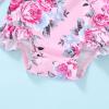 imageInfant Baby Girl Swimsuit OnePiece Long Sleeve Rash Guard with Hat Set Floral Zipper Bathing Suit Leopard Beach WearFlower4