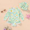 imageInfant Baby Girl Swimsuit OnePiece Long Sleeve Rash Guard with Hat Set Floral Zipper Bathing Suit Leopard Beach WearGreendaisy