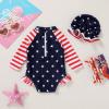 imageInfant Baby Girl Swimsuit OnePiece Long Sleeve Rash Guard with Hat Set Floral Zipper Bathing Suit Leopard Beach WearIndependence Day