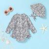 imageInfant Baby Girl Swimsuit OnePiece Long Sleeve Rash Guard with Hat Set Floral Zipper Bathing Suit Leopard Beach WearLeopard