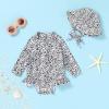 imageInfant Baby Girl Swimsuit OnePiece Long Sleeve Rash Guard with Hat Set Floral Zipper Bathing Suit Leopard Beach WearLeopard