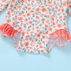 imageInfant Baby Girl Swimsuit OnePiece Long Sleeve Rash Guard with Hat Set Floral Zipper Bathing Suit Leopard Beach WearOrange