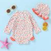 imageInfant Baby Girl Swimsuit OnePiece Long Sleeve Rash Guard with Hat Set Floral Zipper Bathing Suit Leopard Beach WearOrange