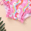 imageInfant Baby Girl Swimsuit OnePiece Long Sleeve Rash Guard with Hat Set Floral Zipper Bathing Suit Leopard Beach WearPink Daisy
