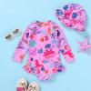 imageInfant Baby Girl Swimsuit OnePiece Long Sleeve Rash Guard with Hat Set Floral Zipper Bathing Suit Leopard Beach WearPinkfish