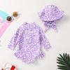 imageInfant Baby Girl Swimsuit OnePiece Long Sleeve Rash Guard with Hat Set Floral Zipper Bathing Suit Leopard Beach WearPinkflower1