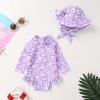 imageInfant Baby Girl Swimsuit OnePiece Long Sleeve Rash Guard with Hat Set Floral Zipper Bathing Suit Leopard Beach WearPinkflower1