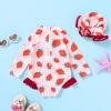imageInfant Baby Girl Swimsuit OnePiece Long Sleeve Rash Guard with Hat Set Floral Zipper Bathing Suit Leopard Beach WearPinkstrawberry
