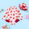 imageInfant Baby Girl Swimsuit OnePiece Long Sleeve Rash Guard with Hat Set Floral Zipper Bathing Suit Leopard Beach WearPinkstrawberry