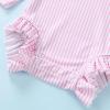 imageInfant Baby Girl Swimsuit OnePiece Long Sleeve Rash Guard with Hat Set Floral Zipper Bathing Suit Leopard Beach WearPinkstripe