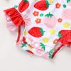 imageInfant Baby Girl Swimsuit OnePiece Long Sleeve Rash Guard with Hat Set Floral Zipper Bathing Suit Leopard Beach WearRed1