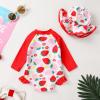 imageInfant Baby Girl Swimsuit OnePiece Long Sleeve Rash Guard with Hat Set Floral Zipper Bathing Suit Leopard Beach WearRed1