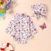 imageInfant Baby Girl Swimsuit OnePiece Long Sleeve Rash Guard with Hat Set Floral Zipper Bathing Suit Leopard Beach WearWhite Purple Flower