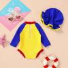 imageInfant Baby Girl Swimsuit OnePiece Long Sleeve Rash Guard with Hat Set Floral Zipper Bathing Suit Leopard Beach WearYellow36 Months