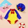 imageInfant Baby Girl Swimsuit OnePiece Long Sleeve Rash Guard with Hat Set Floral Zipper Bathing Suit Leopard Beach WearYellow36 Months
