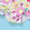 imageInfant Baby Girl Swimsuit OnePiece Long Sleeve Rash Guard with Hat Set Floral Zipper Bathing Suit Leopard Beach WearYellowflower