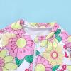 imageInfant Baby Girl Swimsuit OnePiece Long Sleeve Rash Guard with Hat Set Floral Zipper Bathing Suit Leopard Beach WearYellowflower