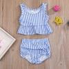 imageYOUNGER TREE Toddler Baby Girls Summer Swimsuit Sleeveless Striped Swimwear TwoPiece Suit Beach BikiniBlue