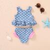 imageYOUNGER TREE Toddler Baby Girls Summer Swimsuit Sleeveless Striped Swimwear TwoPiece Suit Beach BikiniBlue Swimsuit