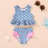 imageYOUNGER TREE Toddler Baby Girls Summer Swimsuit Sleeveless Striped Swimwear TwoPiece Suit Beach BikiniBlue Swimsuit