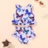 imageYOUNGER TREE Toddler Baby Girls Summer Swimsuit Sleeveless Striped Swimwear TwoPiece Suit Beach BikiniButterfly Purple Swimsuit