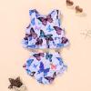 imageYOUNGER TREE Toddler Baby Girls Summer Swimsuit Sleeveless Striped Swimwear TwoPiece Suit Beach BikiniButterfly Purple Swimsuit