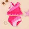 imageYOUNGER TREE Toddler Baby Girls Summer Swimsuit Sleeveless Striped Swimwear TwoPiece Suit Beach BikiniNeon Hot Pink