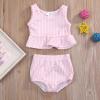 imageYOUNGER TREE Toddler Baby Girls Summer Swimsuit Sleeveless Striped Swimwear TwoPiece Suit Beach BikiniPink