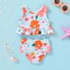 imageYOUNGER TREE Toddler Baby Girls Summer Swimsuit Sleeveless Striped Swimwear TwoPiece Suit Beach BikiniPink and Floral