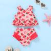 imageYOUNGER TREE Toddler Baby Girls Summer Swimsuit Sleeveless Striped Swimwear TwoPiece Suit Beach BikiniStrawberry Pink Swimsuit
