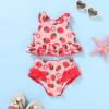 imageYOUNGER TREE Toddler Baby Girls Summer Swimsuit Sleeveless Striped Swimwear TwoPiece Suit Beach BikiniStrawberry Pink Swimsuit
