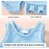 imageYOUNGER TREE Toddler Baby Girls Summer Swimsuit Sleeveless Striped Swimwear TwoPiece Suit Beach BikiniToddler Blue Swimsuit