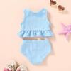 imageYOUNGER TREE Toddler Baby Girls Summer Swimsuit Sleeveless Striped Swimwear TwoPiece Suit Beach BikiniToddler Blue Swimsuit