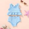 imageYOUNGER TREE Toddler Baby Girls Summer Swimsuit Sleeveless Striped Swimwear TwoPiece Suit Beach BikiniToddler Blue Swimsuit