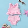 imageYOUNGER TREE Toddler Baby Girls Summer Swimsuit Sleeveless Striped Swimwear TwoPiece Suit Beach BikiniToddler Pink Swimsuit