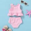 imageYOUNGER TREE Toddler Baby Girls Summer Swimsuit Sleeveless Striped Swimwear TwoPiece Suit Beach BikiniToddler Pink Swimsuit