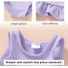 imageYOUNGER TREE Toddler Baby Girls Summer Swimsuit Sleeveless Striped Swimwear TwoPiece Suit Beach BikiniToddler Purple Swimsuit
