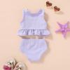 imageYOUNGER TREE Toddler Baby Girls Summer Swimsuit Sleeveless Striped Swimwear TwoPiece Suit Beach BikiniToddler Purple Swimsuit